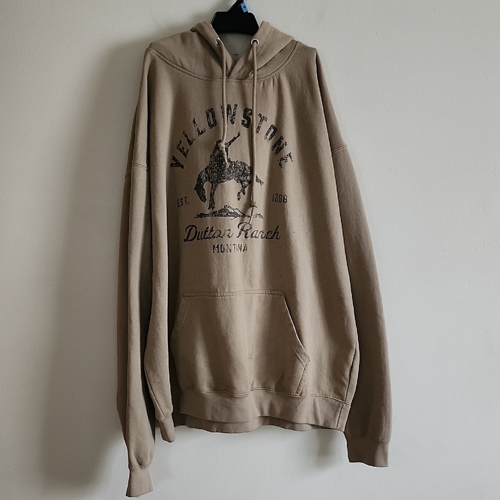 Yellowstone Dutton Ranch 2XL Hoodie In Neutral Tan Unisex